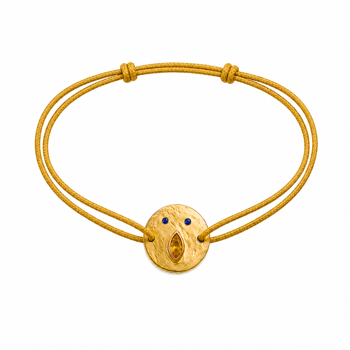 Bracelet Cordon Tronche Louise - Vermeil et Saphir Jaune