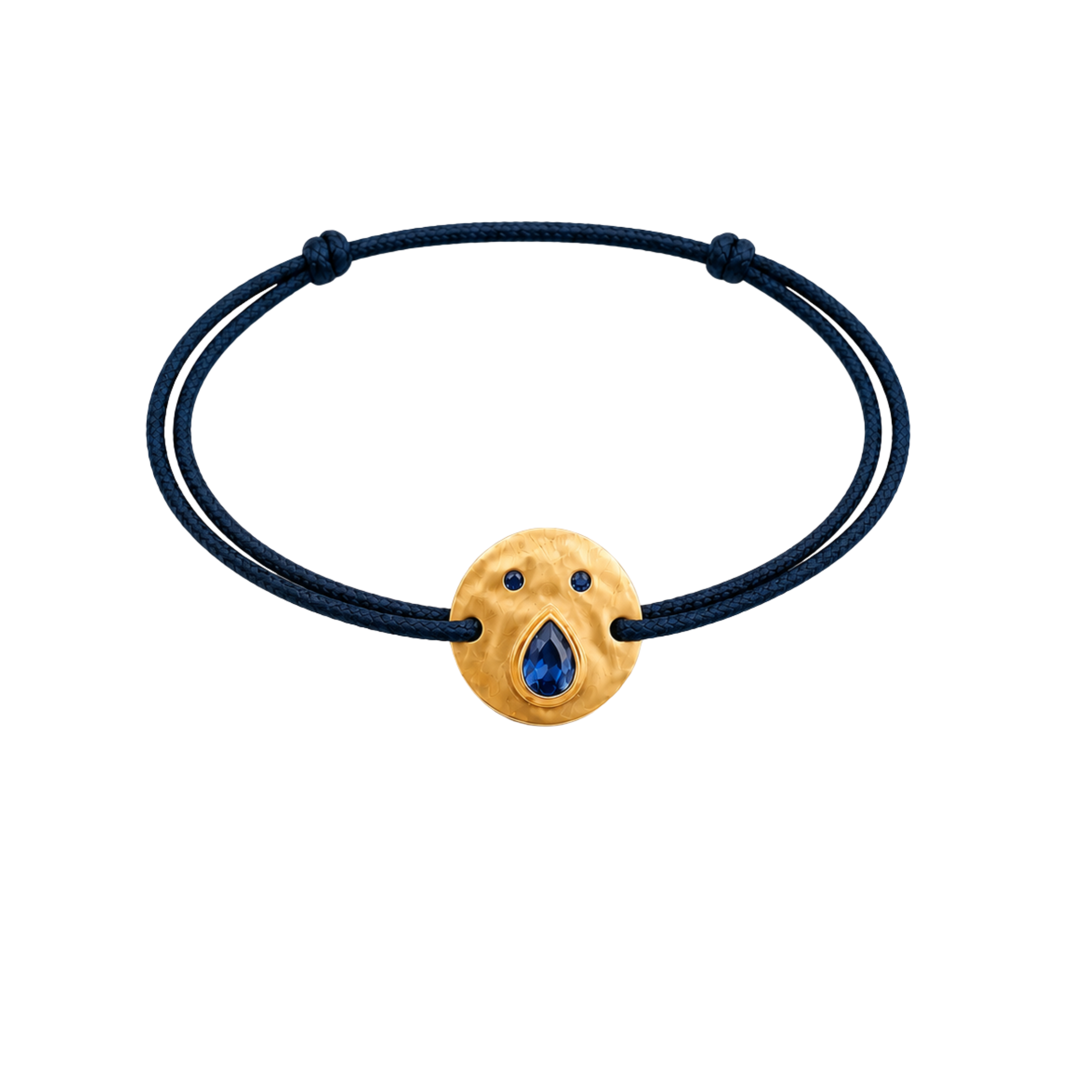 Bracelet sur cordon japonais Mokuba bleu foncé avec médaille Tronche Paula